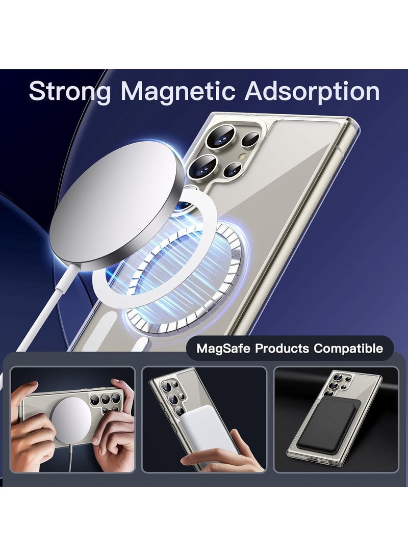 Samsung Galaxy S24 Ultra 5G Magnetic Case , Compatible with MagSafe, Shockproof Protective Phone Cover, Non-Yellowing Hard Clear PC Back (Clear)  - Image 3