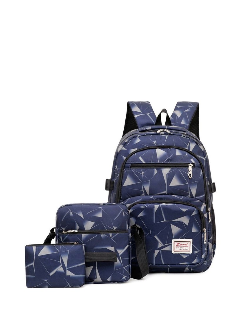 SPORT 3-Piece Printed Bag Set Blue/Black - Image 1