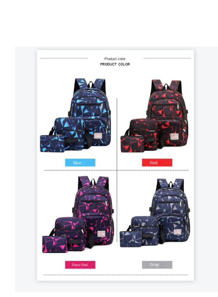 SPORT 3-Piece Printed Bag Set Blue/Black - Image 2