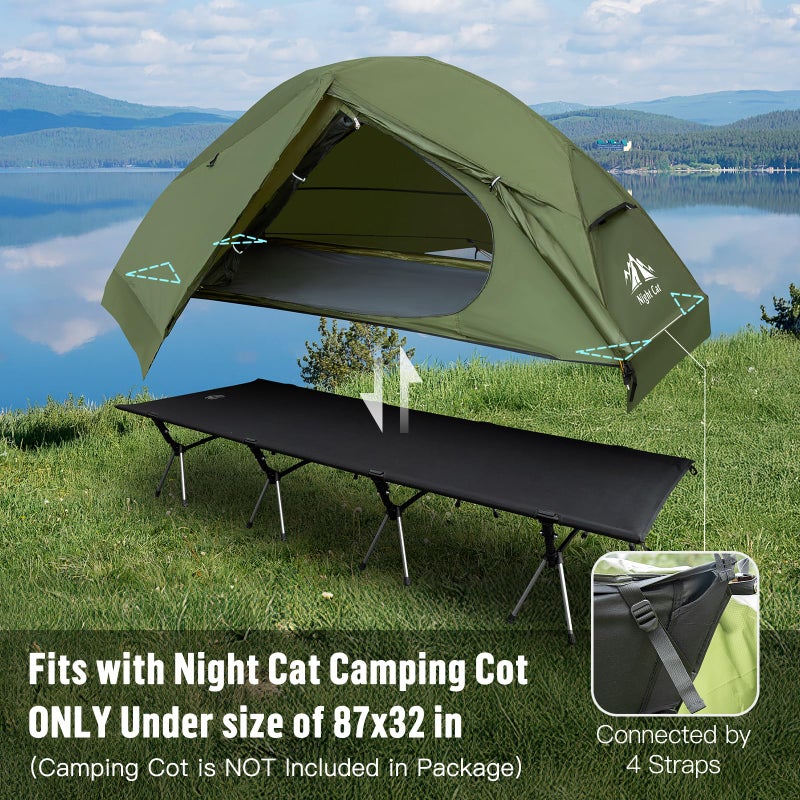 Night Cat 1-Person Camping Tent: Lightweight Waterproof Hiking Tent for Adult 87"x28" Cot Not Included - Image 3