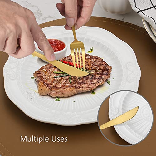 VANVRO Matte Gold Silverware Set, VANVRO 20-Piece Stainless Steel Flatware Set, Satin Finish tableware Cutlery Set, Service for 4, Home and Restaurant, Dishwasher Safe - Image 5
