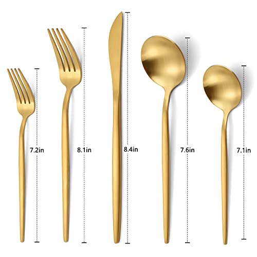 VANVRO Matte Gold Silverware Set, VANVRO 20-Piece Stainless Steel Flatware Set, Satin Finish tableware Cutlery Set, Service for 4, Home and Restaurant, Dishwasher Safe - Image 2