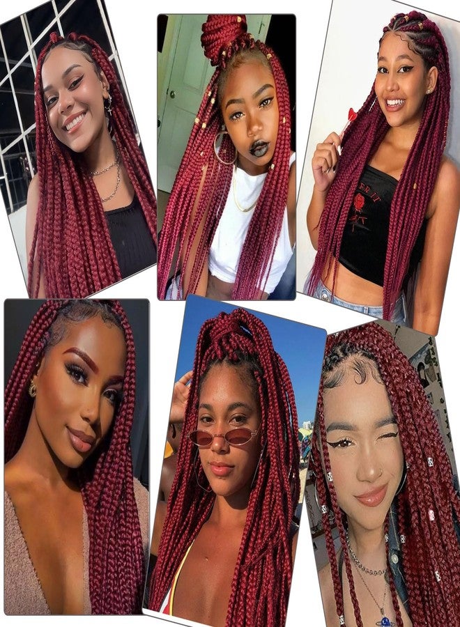 ALIABSION Burgundy Braiding Hair Pre Stretched 26 inch 3 packs Wine Red Braiding Hair Extensions for Braids Professional Synthetic Yaki Braid Hair Hot Water Setting(#900) - Image 2