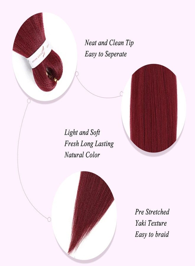 ALIABSION Burgundy Braiding Hair Pre Stretched 26 inch 3 packs Wine Red Braiding Hair Extensions for Braids Professional Synthetic Yaki Braid Hair Hot Water Setting(#900) - Image 4