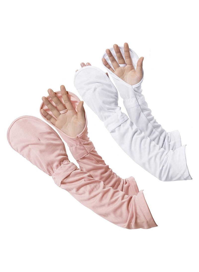 Zikra 2 Pairs Arm Sun Sleeves UV Protection Cooling Driving Fingerless Adjustable Sleeve with Gloves Cover for Women Loose Fit UPF 50+ Skin Protective - Image 1