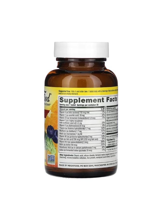 MegaFood Kids One Daily Multivitamin 30 Tablets  - Image 2