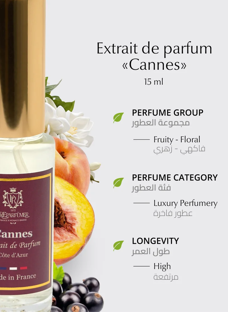 PREPARFUMER From France Extrait de Parfum Cannes for Women- Floral and Fruity Accords Fragrance - Long Lasting Luxury Perfume, 15 ml