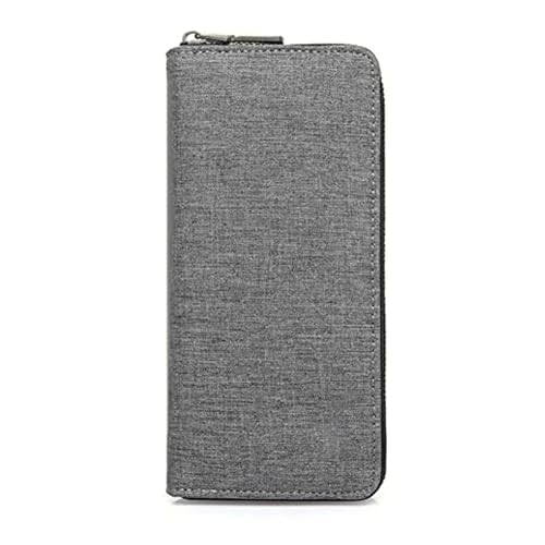WOOLALA Mens Wallet Waterproof Canvas Zipper Arrounded Large Capacity Accordion Folded Cash Cards Phone Holder Long Wallet - Image 1