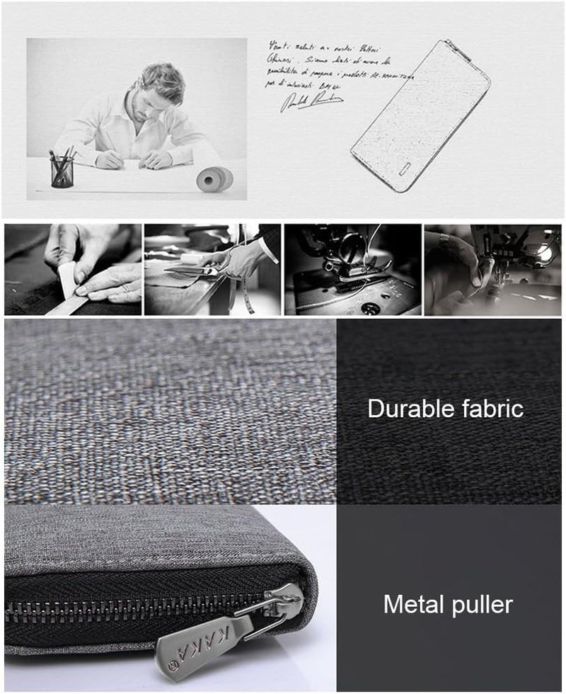 WOOLALA Mens Wallet Waterproof Canvas Zipper Arrounded Large Capacity Accordion Folded Cash Cards Phone Holder Long Wallet - Image 4