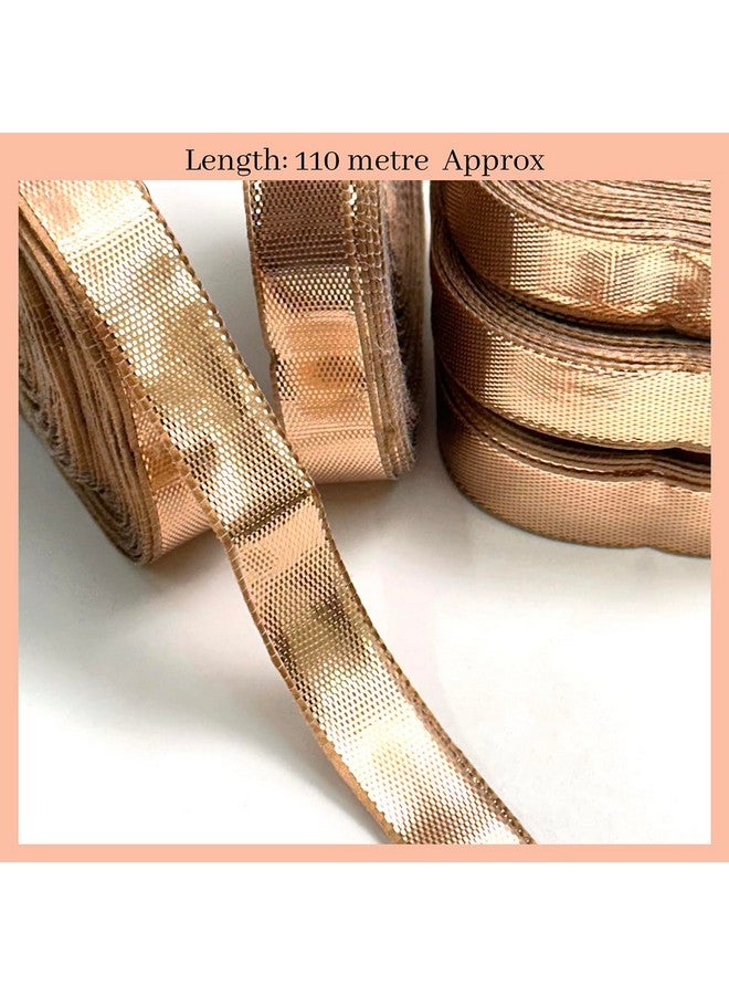 EmbroideryMaterial Gota Patti Laces and Borders for Saree, Dress, Piping, Dupatta, Kurta & Clothing Embellishment (110 Meter, 1.3CM), Rose Gold - Image 4