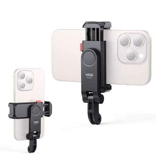 VRIG Phone Holder/Hot Shoe Mount Adapter Kit Compatible with Action Camera GoPro Hero 11 10 9 8 7 6 5, DJI OSMO Action/Action 2, iPhone17 Pro Max, Samsung, Attaching on DSLR Camera or Ring Light - Image 1