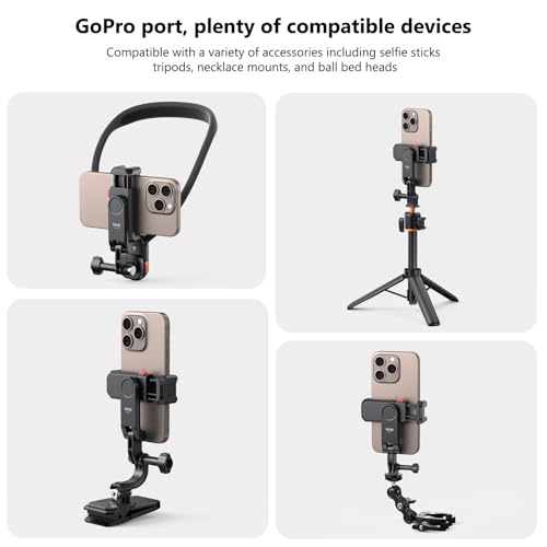 VRIG Phone Holder/Hot Shoe Mount Adapter Kit Compatible with Action Camera GoPro Hero 11 10 9 8 7 6 5, DJI OSMO Action/Action 2, iPhone17 Pro Max, Samsung, Attaching on DSLR Camera or Ring Light - Image 5