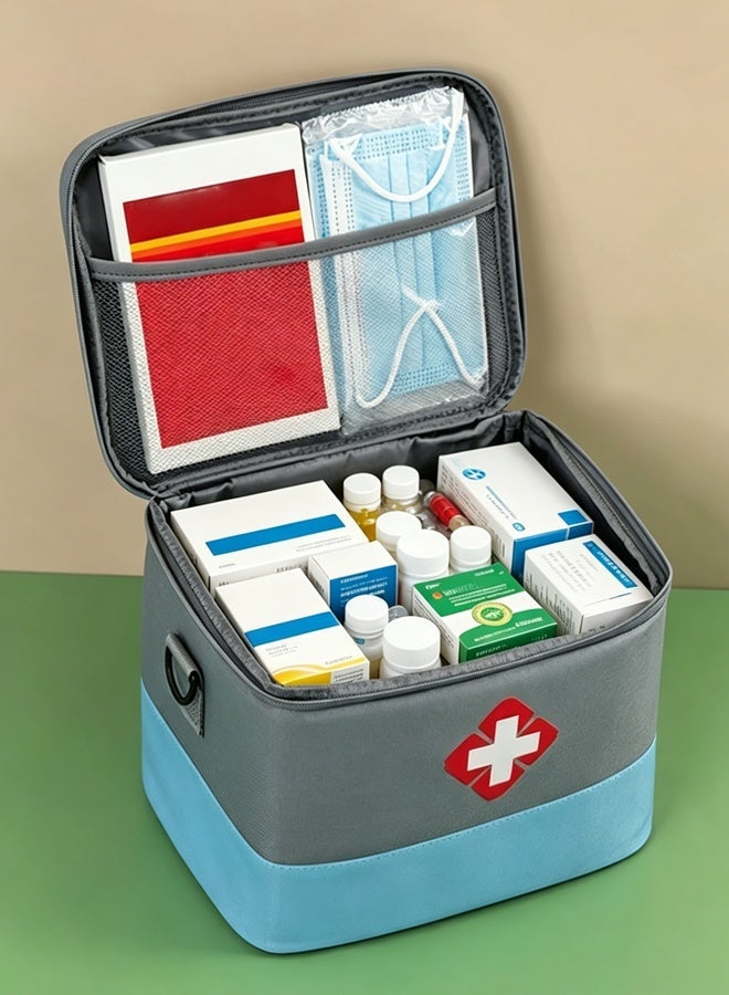 Rubvrenti First Aid Bag,Empty First Aid Bags,Travel Medicine Bag,Medicine Storage Bag,Medical Supplies Organizer,with Lockable Zippers and Shoulder Strap,for Home, Camping, Traveling, Car,30*24*18CM - Image 5