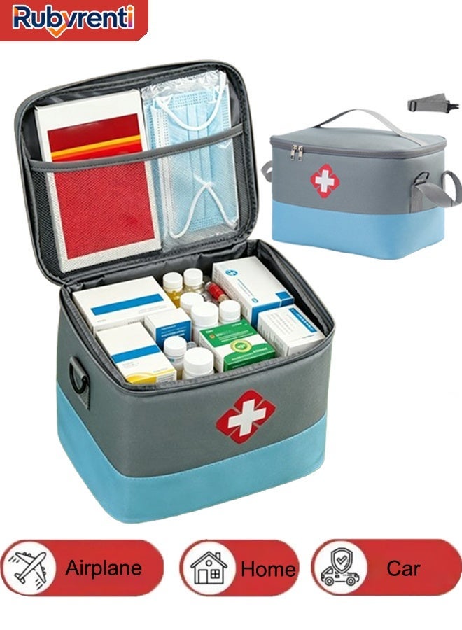 Rubvrenti First Aid Bag,Empty First Aid Bags,Travel Medicine Bag,Medicine Storage Bag,Medical Supplies Organizer,with Lockable Zippers and Shoulder Strap,for Home, Camping, Traveling, Car,30*24*18CM - Image 1