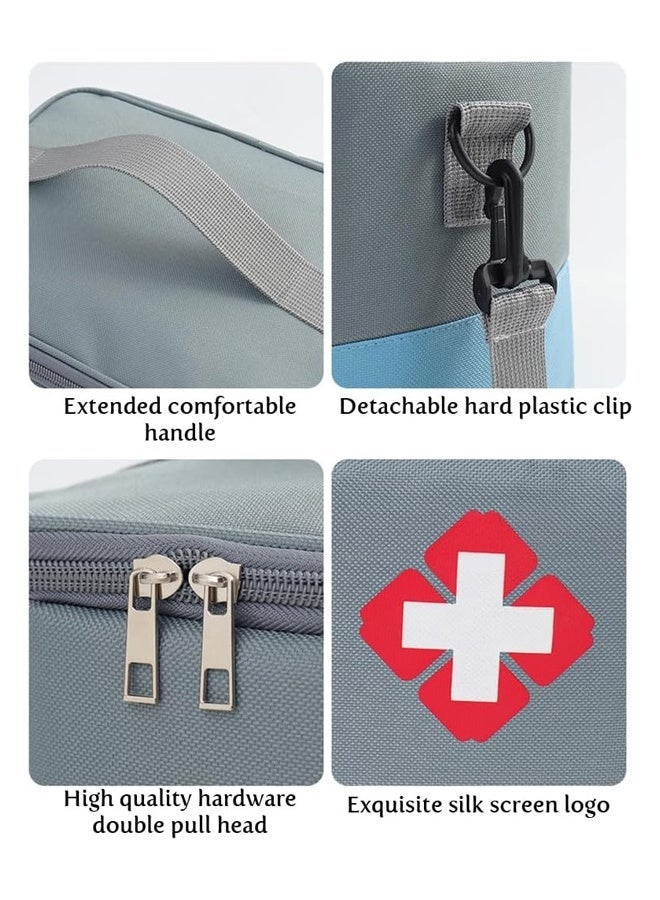 Rubvrenti First Aid Bag,Empty First Aid Bags,Travel Medicine Bag,Medicine Storage Bag,Medical Supplies Organizer,with Lockable Zippers and Shoulder Strap,for Home, Camping, Traveling, Car,30*24*18CM - Image 2