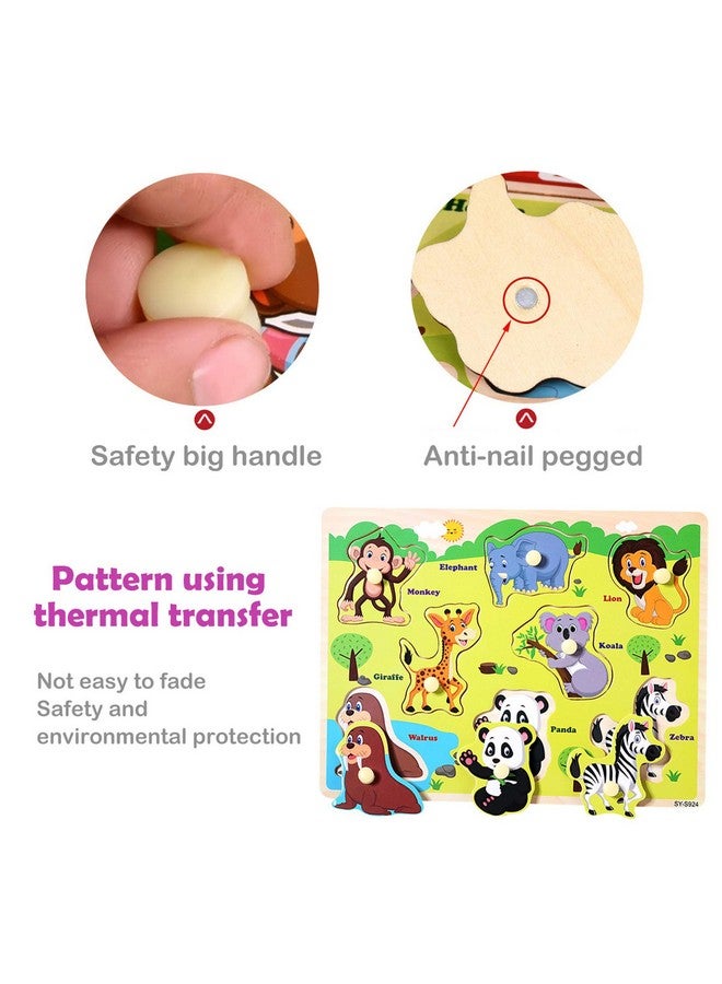 Blppldyci Wooden Peg Puzzles for Toddlers 2 3 4 Years Old, Kids Educational Preeschool Peg Puzzles Toy, 3 Pcs Toddler Puzzles Set - Traffic, Animals and Ocean, Great Gift for Girls and Boys (First Edition) - Image 4