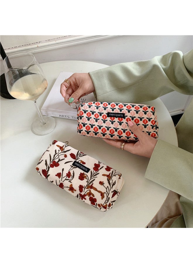 11271 Korean-style Corduroy Vintage Artistic Pencil Case Ins Japanese Student Canvas Cosmetic Bag Storage And Finishing Bag-Color:Haig - Image 4