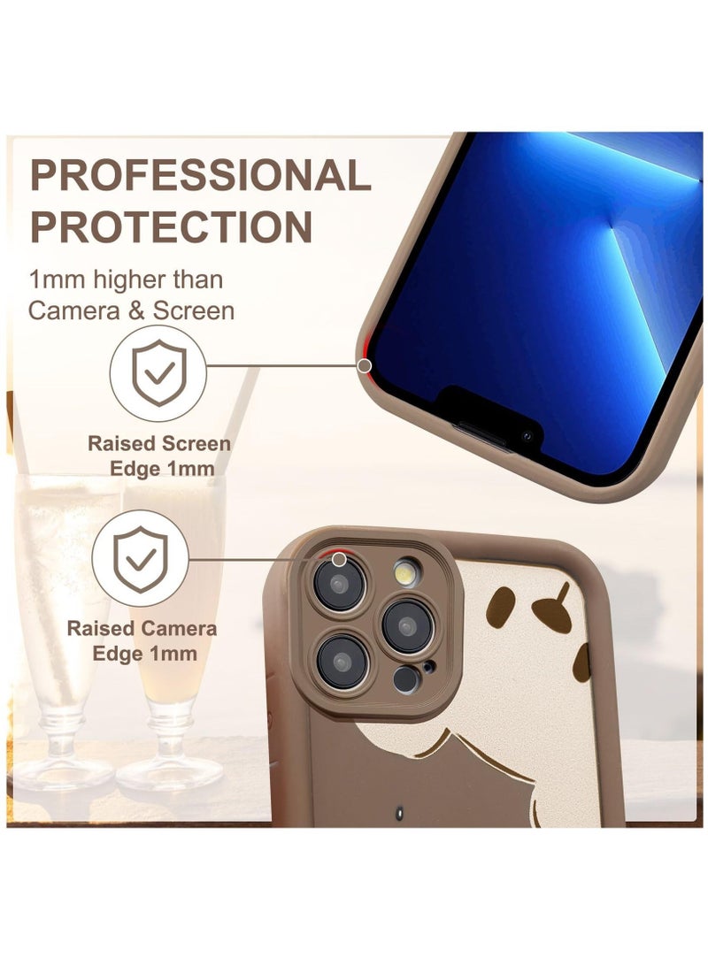 Captaintech Compatible with iPhone 15 Pro Max Case, Cute Bear Pattern Soft Gel Rubber TPU Case, Full Camera Protection & Edge Lips Strengthen Shockproof Cover for Women Men, Brown - Image 3