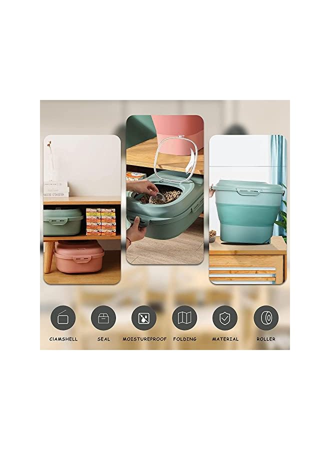 IAF M® Large Rice Storage Container, 20lb to 50lb Collapsible Dry Food Storage Bins with Flip Lid and Rolling Wheel, Pantry to Store Cereal Flour, Dog Cat Food Storage Container (Pink) - Image 5