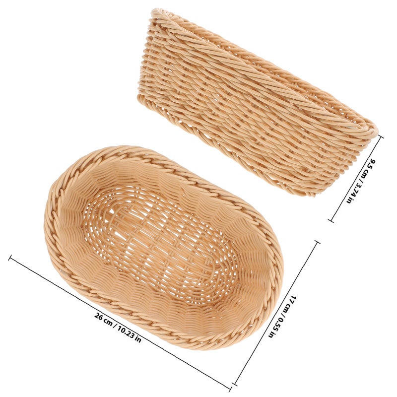 Portable Imitation Rattan Picnic Basket Fruit Storage Basket With Handle Handwoven Bread Container For Outdoor Events And Home Decor Photography Props - Image 2