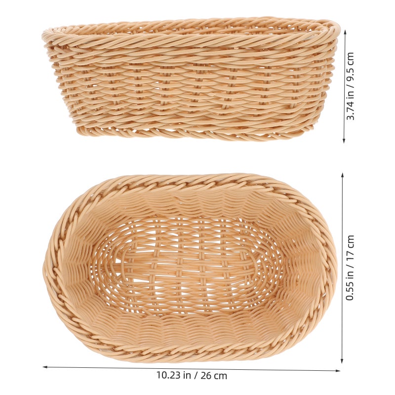 Portable Imitation Rattan Picnic Basket Fruit Storage Basket With Handle Handwoven Bread Container For Outdoor Events And Home Decor Photography Props - Image 3