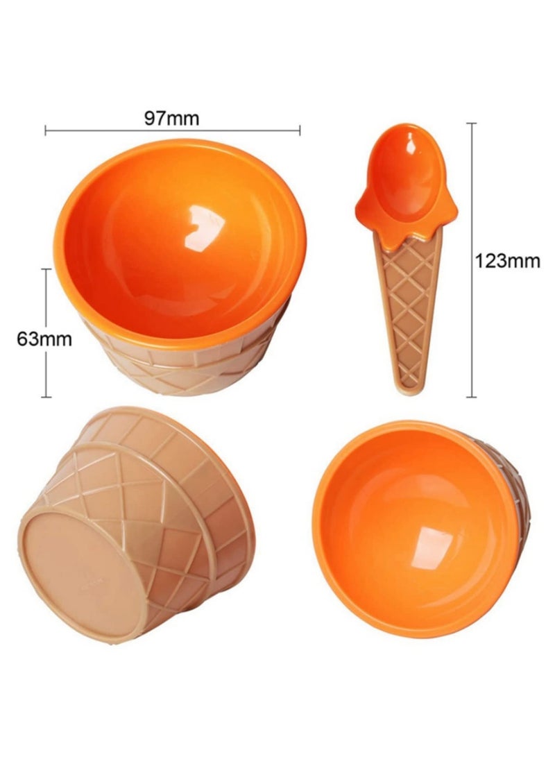 6PCS Plastic Ice Cream Cups With Spoons Festive Dessert Bowls Assorted Colors Cup Set Ice Cream Mould Container - Image 3