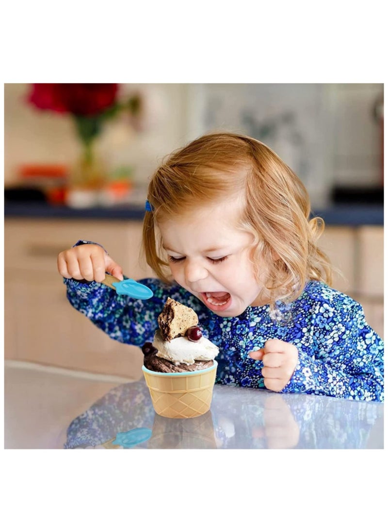 6PCS Plastic Ice Cream Cups With Spoons Festive Dessert Bowls Assorted Colors Cup Set Ice Cream Mould Container - Image 2
