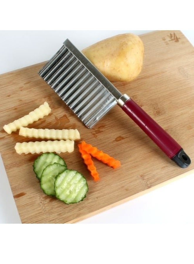 أداة قطع متموجة للخضروات والفواكه، سكين تقطيع السلطة، قطاعة البطاطس المقلية، قطع شفرة مموجة من الفولاذ - Image 1