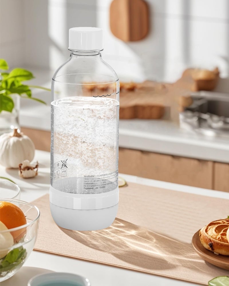 OiDiPi Soda Maker Bottles, 1 Litre Reusable BPA Free Sparkling Water Bottles, Reusable Carbonating Bottles, Replacement Bottle for Soda Machine, 2 Pack, Black (1L) & White (1L) - Image 4