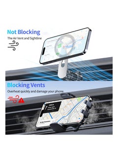 Digipace Magnetic Phone Holder for Car, for MagSafe Case and iPhone 14/13 Pro Max Plus Mini/iPhone 12 Pro Max Mini, 360° Adjustable Strong Magnet Air Vent Phone Holder for All Smartphone - Silver  - Image 5