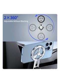 Digipace Magnetic Phone Holder for Car, for MagSafe Case and iPhone 14/13 Pro Max Plus Mini/iPhone 12 Pro Max Mini, 360° Adjustable Strong Magnet Air Vent Phone Holder for All Smartphone - Silver  - Image 3