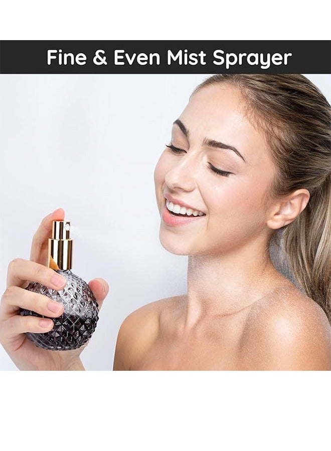 Grey Vintage Perfume Bottle Empty Bottle, 3.4oz 100ml Refillable Glass Perfume Atomizer, Reusable Travel Cologne Dispenser For Liquid Cosmetics Home Decor Comes With 3 Dispensing Tools (Adapter/Dropper/Funnel) Leak-Proof Aluminum Nozzle, Non-Slip Base And Compact Travel Size  - Image 2