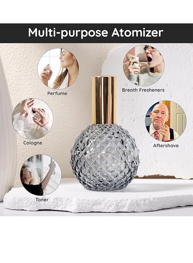Grey Vintage Perfume Bottle Empty Bottle, 3.4oz 100ml Refillable Glass Perfume Atomizer, Reusable Travel Cologne Dispenser For Liquid Cosmetics Home Decor Comes With 3 Dispensing Tools (Adapter/Dropper/Funnel) Leak-Proof Aluminum Nozzle, Non-Slip Base And Compact Travel Size  - Image 5