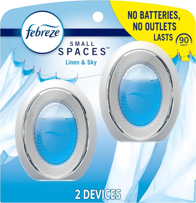 febreze Bathroom Air Freshener, Odor-Fighting, Plug In Alternative, Air Fresheners for Home and Bathroom and Kitchen, Closet Air Fresheners, Linen & Sky Scent, 2 Count - Image 1