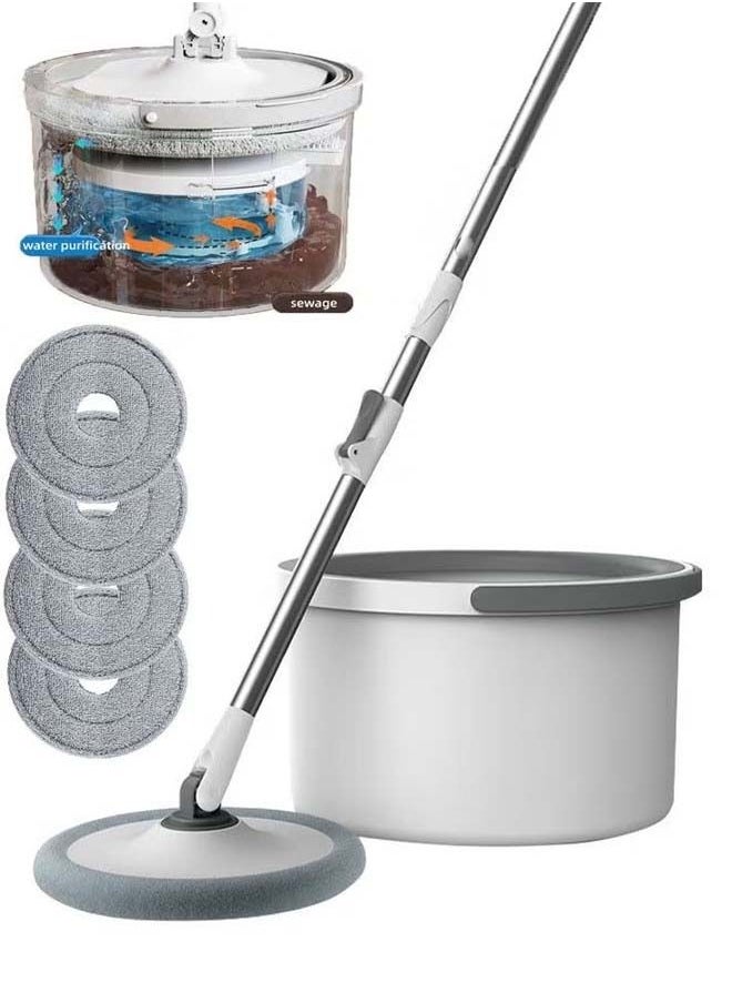 Cady One - 360 Degree Rotating Mop and Bucket Set Flat Design Self-separating Clean and Dirty Water with 4 Pieces of Microfiber and Extendable Handle Ideal for Cleaning All Kinds of Floors - Image 1