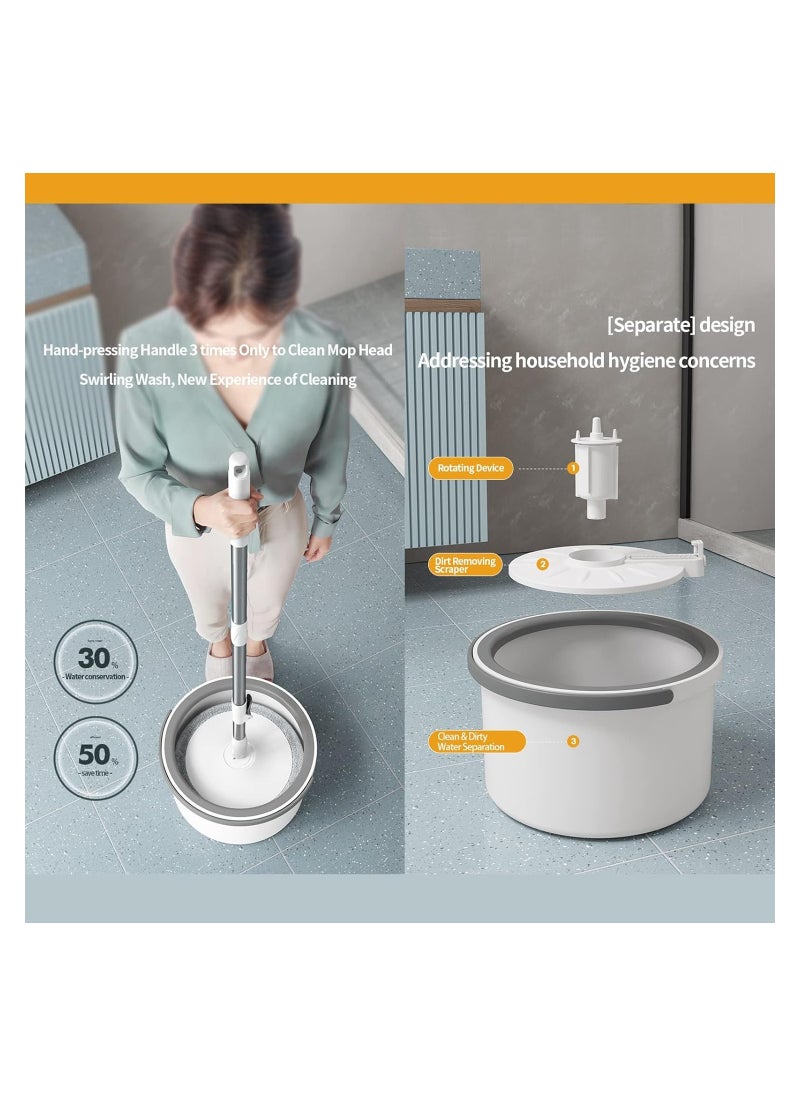 Cady One - 360 Degree Rotating Mop and Bucket Set Flat Design Self-separating Clean and Dirty Water with 4 Pieces of Microfiber and Extendable Handle Ideal for Cleaning All Kinds of Floors - Image 1