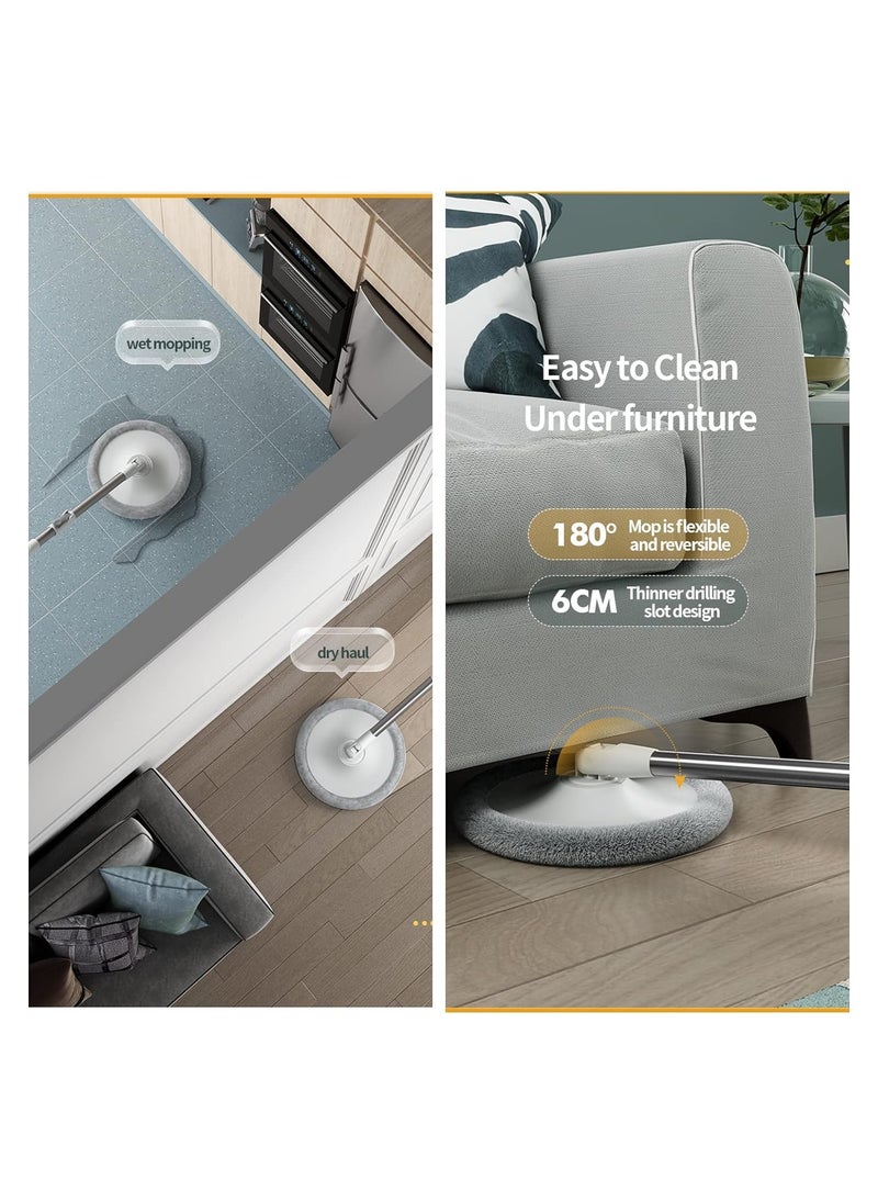 Cady One - 360 Degree Rotating Mop and Bucket Set Flat Design Self-separating Clean and Dirty Water with 4 Pieces of Microfiber and Extendable Handle Ideal for Cleaning All Kinds of Floors - Image 1