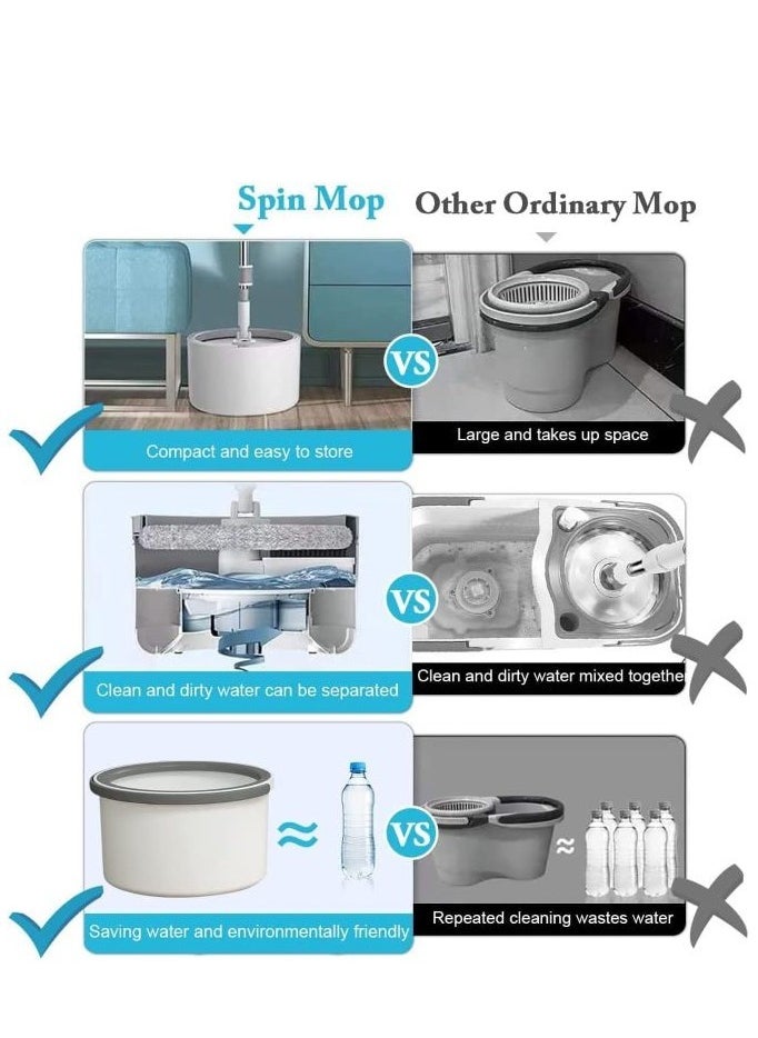 Cady One - 360 Degree Rotating Mop and Bucket Set Flat Design Self-separating Clean and Dirty Water with 4 Pieces of Microfiber and Extendable Handle Ideal for Cleaning All Kinds of Floors - Image 1