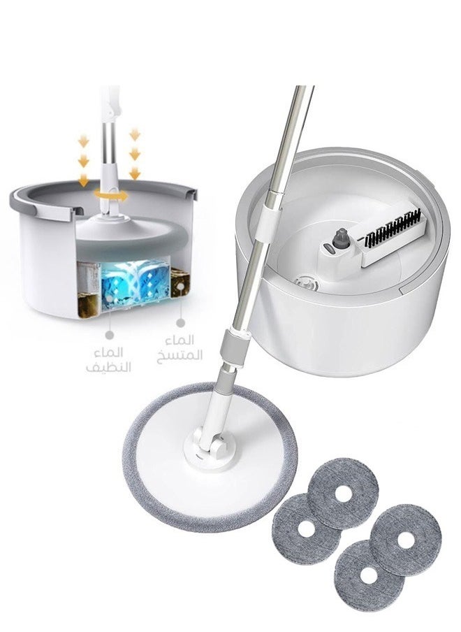 Cady One - 360 Degree Rotating Mop and Bucket Set Flat Design Self-separating Clean and Dirty Water with 4 Pieces of Microfiber and Extendable Handle Ideal for Cleaning All Kinds of Floors - Image 1