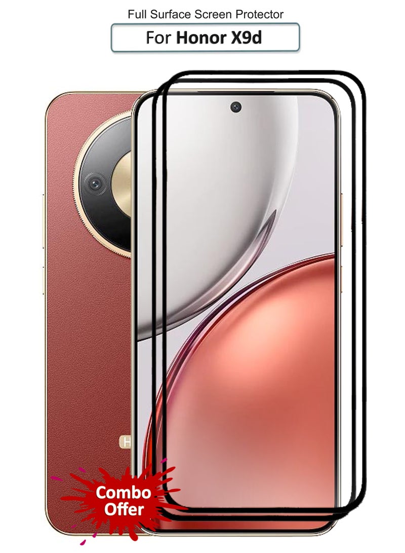 For Honor X9d - Combo Pack Tempered Glass Screen Protector - Delicate Touch , Higher Transparency , Easy to Install ,Anti-scratch and Bubble-free Screen Protector - Black - Image 1