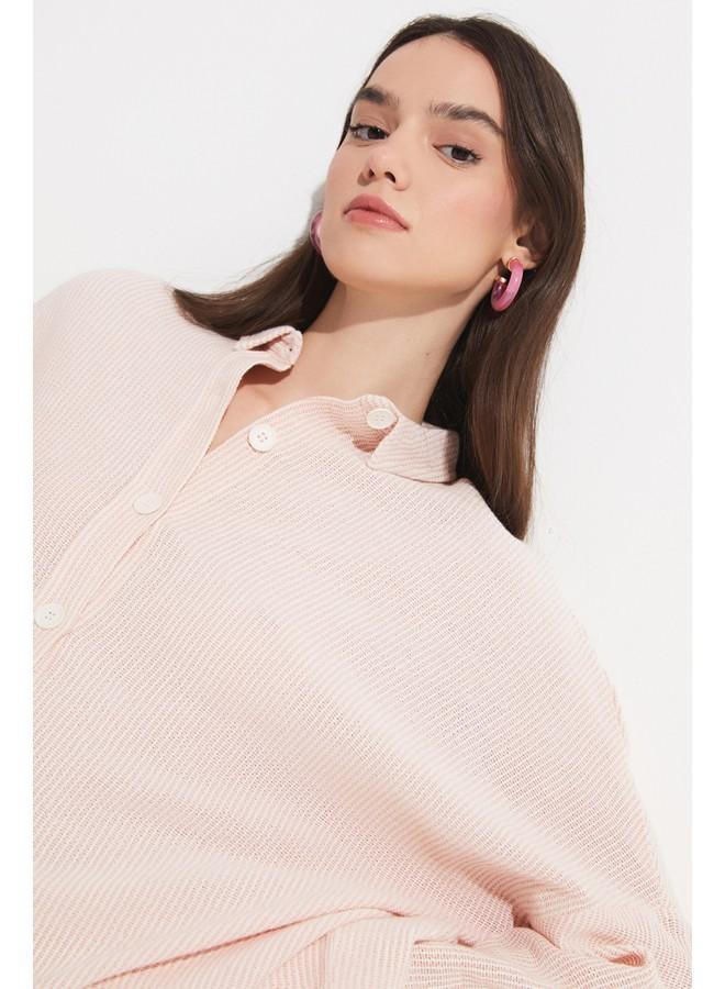 جون قميص قطن % نسائي بقصة واسعة لصديقك - لون سلموني - Image 1