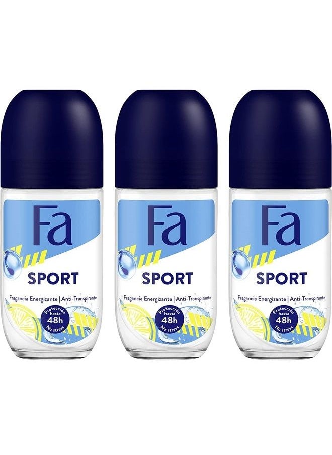 Fa Deodorant 1.7 Ounce Roll-On Sport (50ml) (3 Pack)  - Image 1
