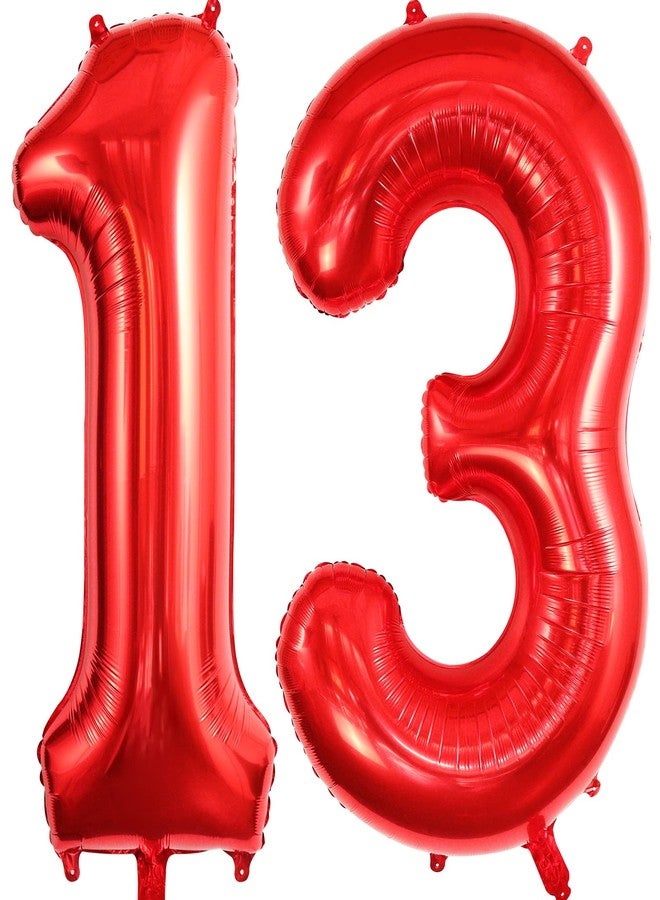 TOTAFAM Red 13 Balloon Numbers, Large 13 or 31 Foil Balloons, Big Number Balloons 40 Inch for 13th / 31st Birthday Party and Anniversary Events Decorations - Image 1