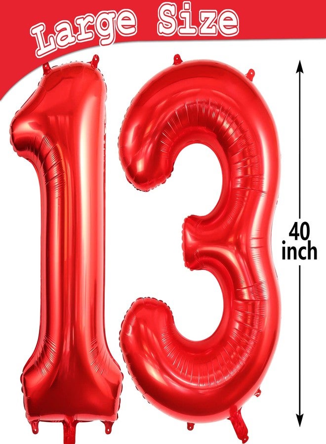 TOTAFAM Red 13 Balloon Numbers, Large 13 or 31 Foil Balloons, Big Number Balloons 40 Inch for 13th / 31st Birthday Party and Anniversary Events Decorations - Image 2