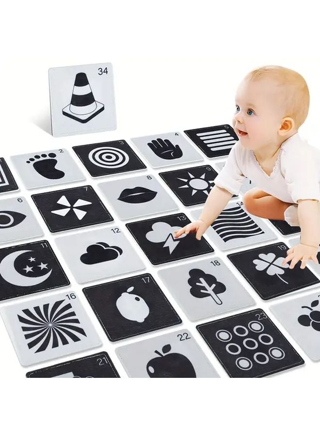 Black White Handkerchief Cards Early Learning Visual Development Sensory Toy Gift - Image 2