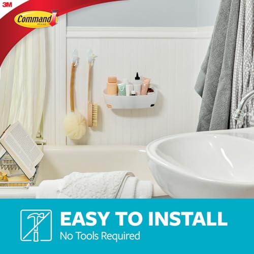 Command Bathroom Accessories, 5 Piece Bathroom Organizer Set - 1 Shower Caddy, 1 Soap Dish, 1 Toothbrush Holder, 2 Hooks with Water Resistant Command Strips - Image 5
