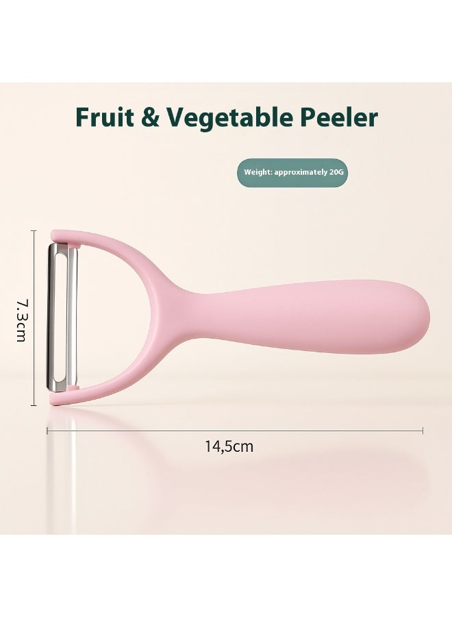 Peeler, stainless steel, Y-shaped fruit knife, pink, dimensions: 14.5 x 7.3 x 2 cm - Image 1