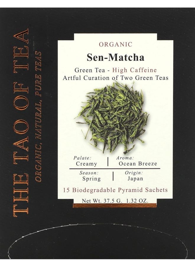 The Tao of Tea - Organic Green Tea Sen Matcha 15 Pyramid Sachets 1.32 oz (37.5 g) - Image 1