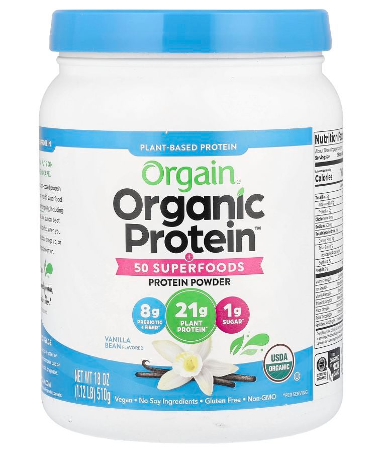 Organic Protein™ Powder + 50 Superfoods Plant-Based Vanilla Bean 1.12 lb (510 g)