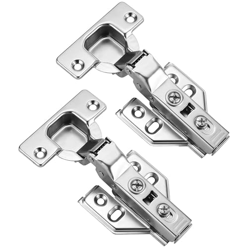 Luokim 4 Pack 2 Pairs Frameless Soft Close Half Overlay Cabinet Hinges European Cabinet Door Hinges 35mm Cup Concealed Kitchen Cabinet Hinges - Image 1